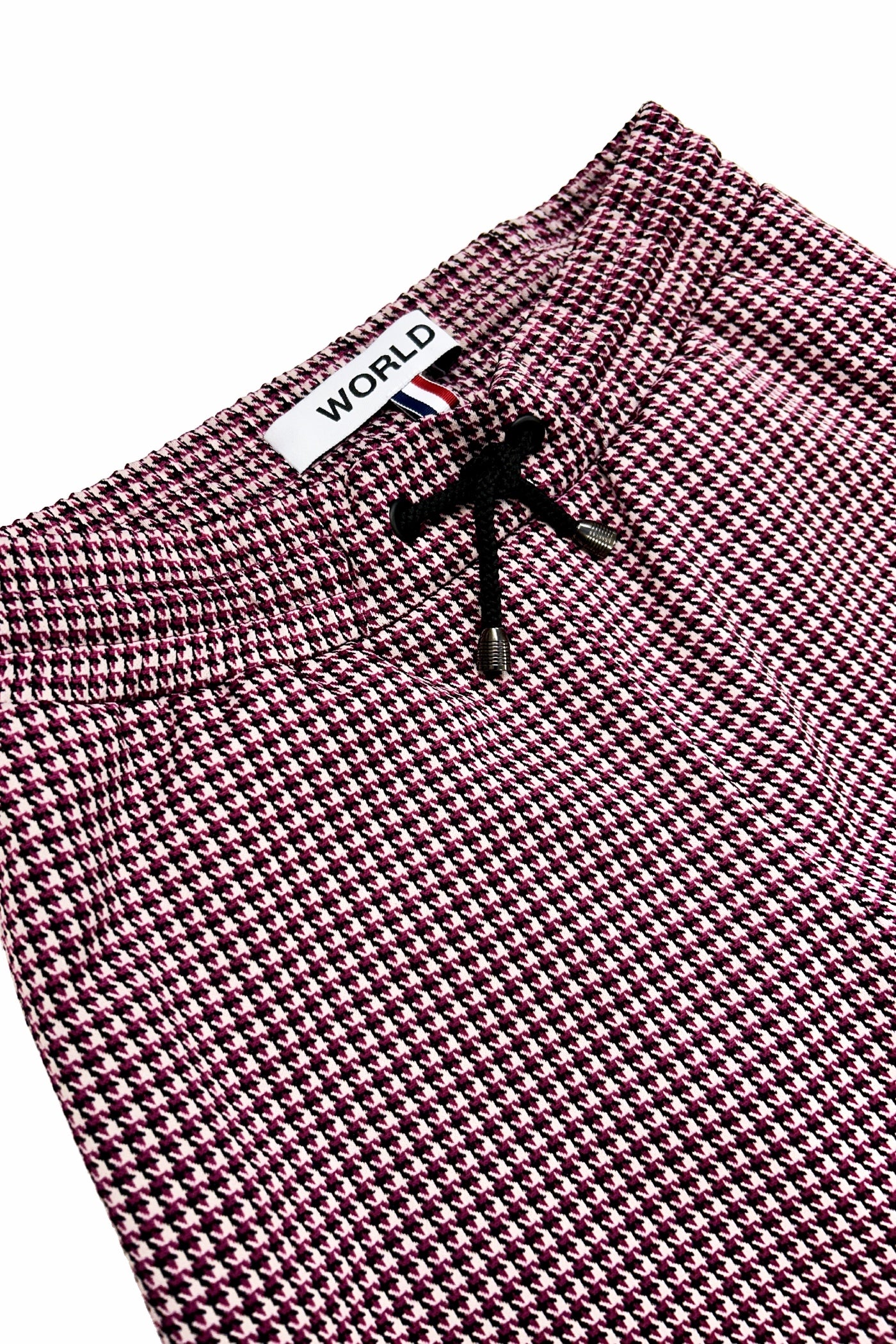 WORLD 5503A Hound Track Trouser Cerise Houndstooth (UNISEX)