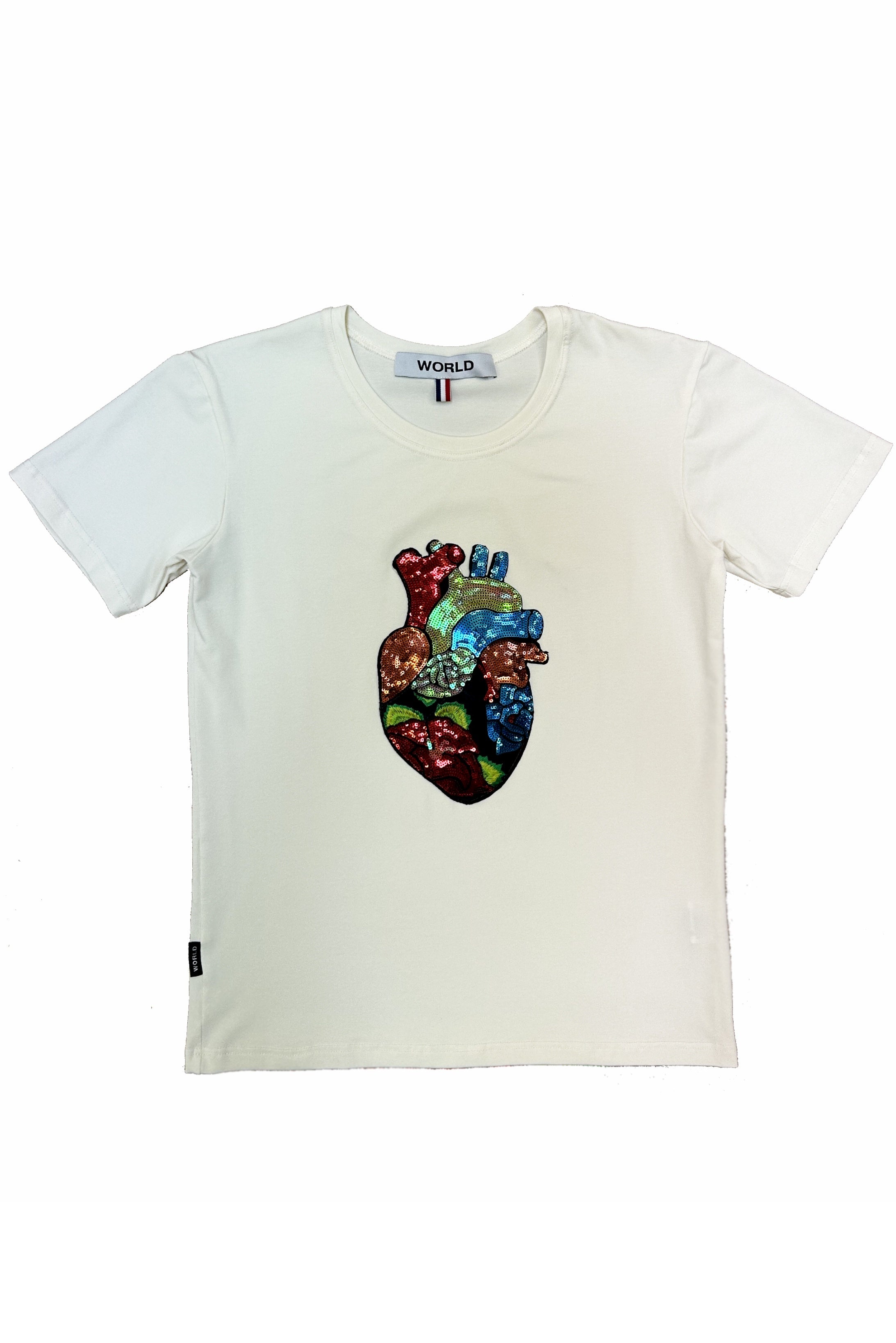 WORLD 5065 Galaxy T-Shirt Cream w/ Colourful Heart (UNISEX)