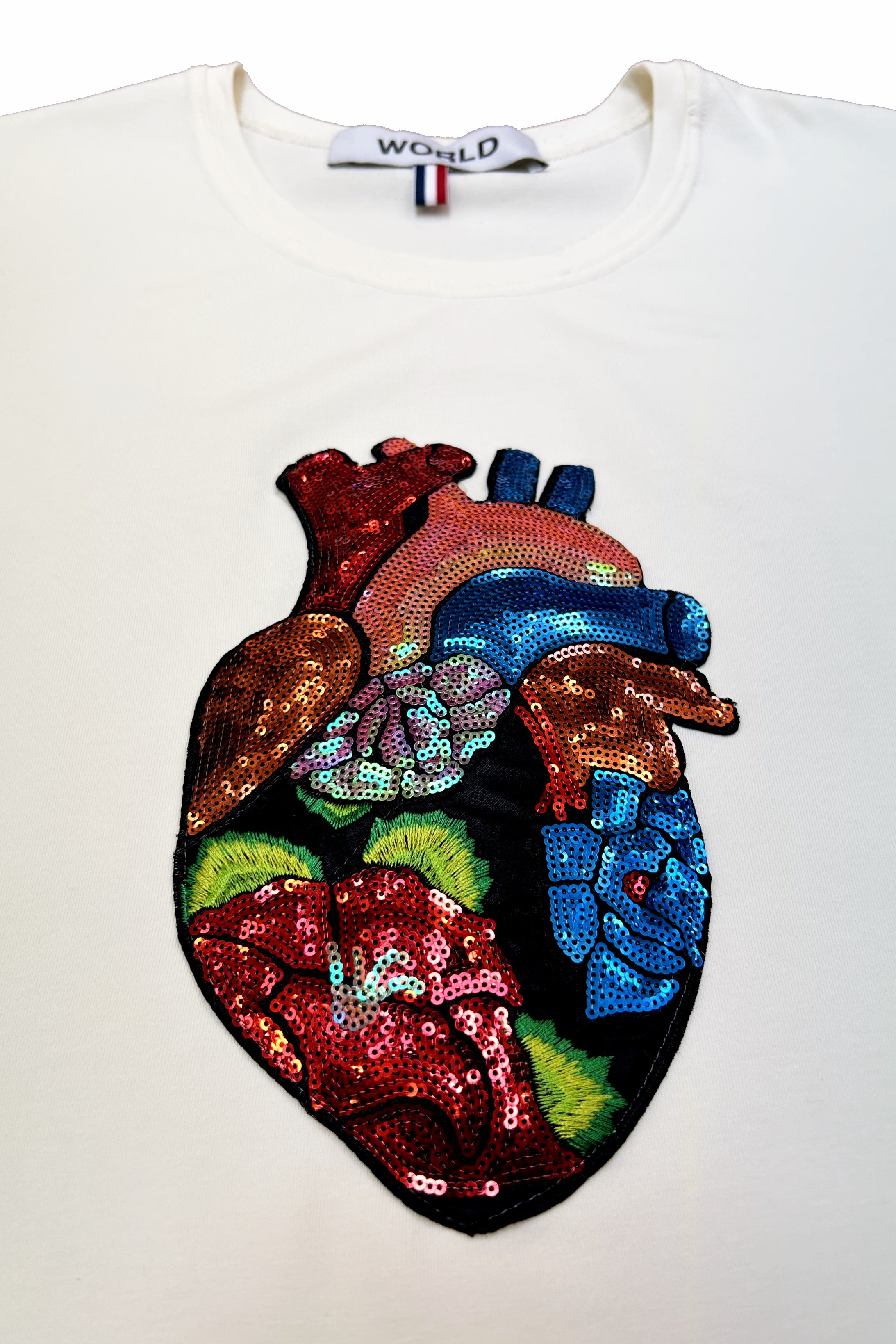 WORLD 5065 Galaxy T-Shirt Cream w/ Colourful Heart (UNISEX)