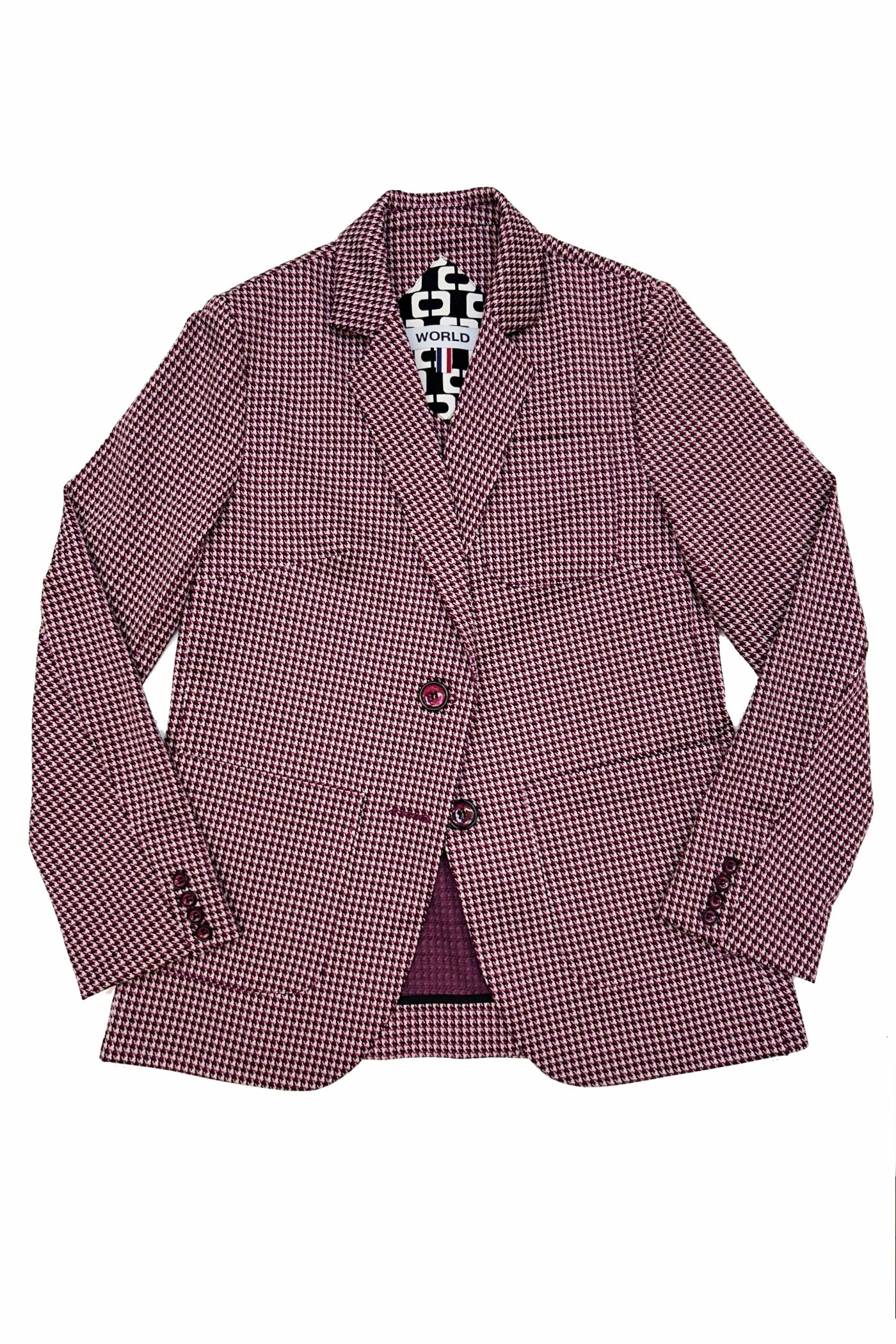 WORLD 5160W Hound Blazer Cerise Houndstooth