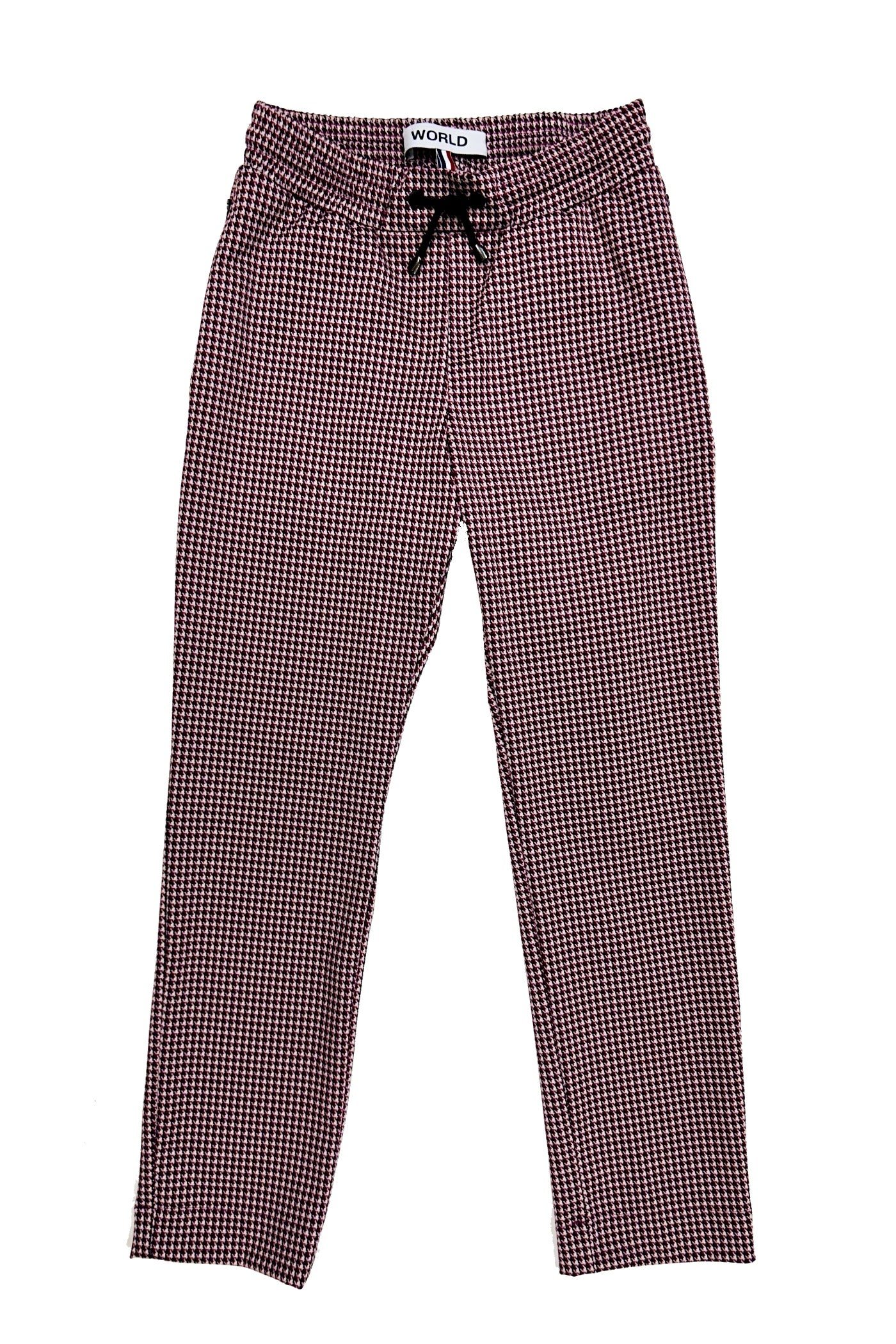 WORLD 5503A Hound Track Trouser Cerise Houndstooth (UNISEX)