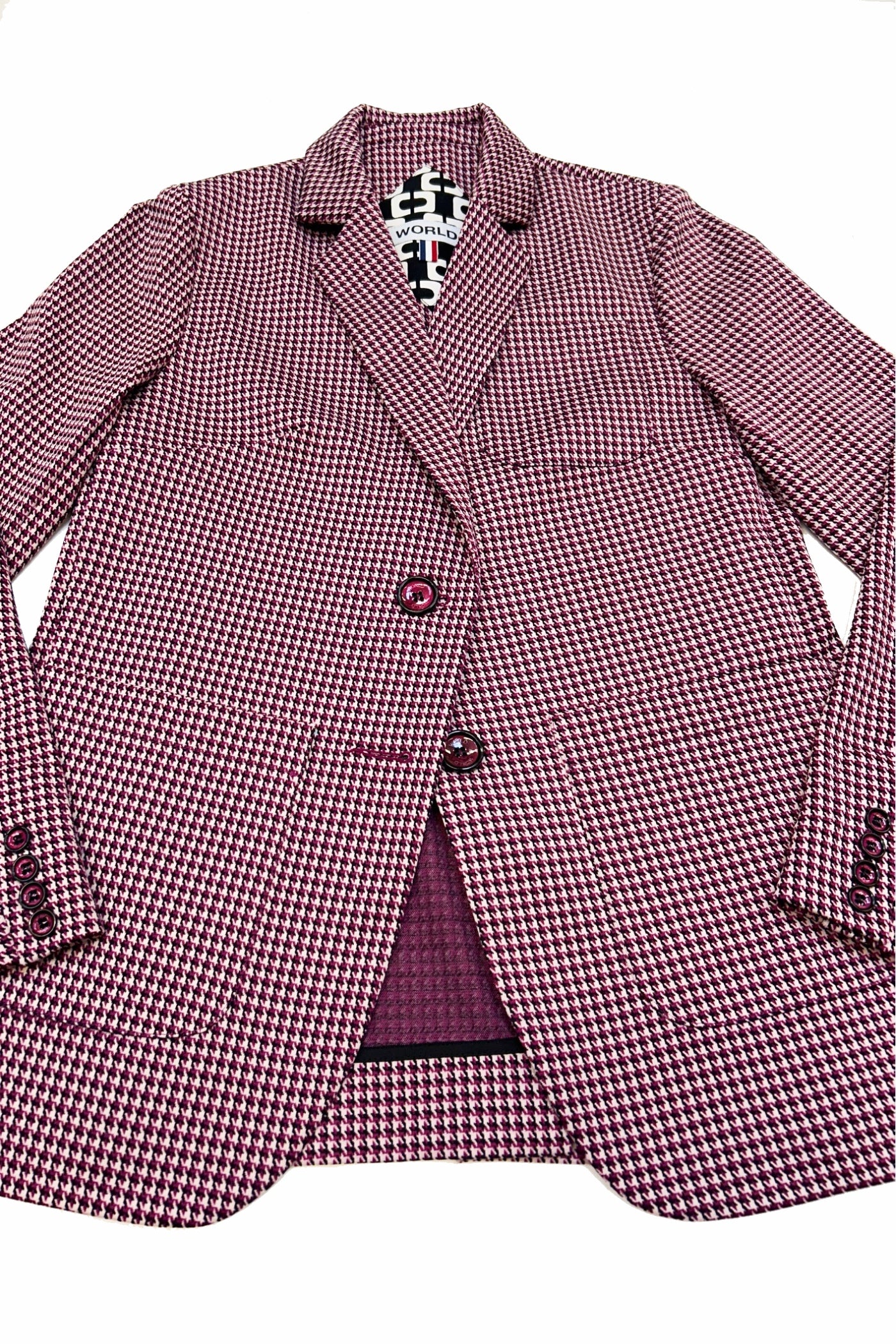 WORLD 5160W Hound Blazer Cerise Houndstooth