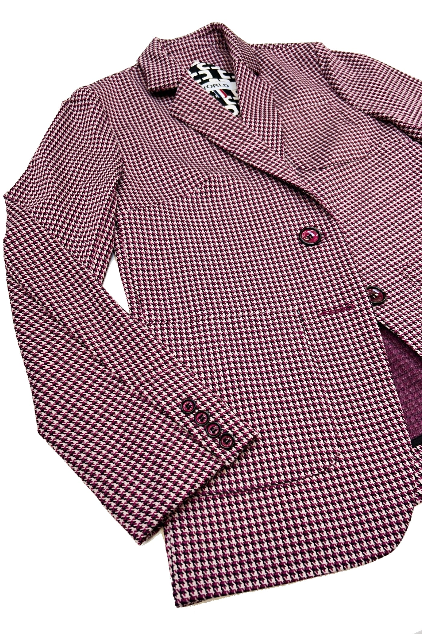 WORLD 5160W Hound Blazer Cerise Houndstooth