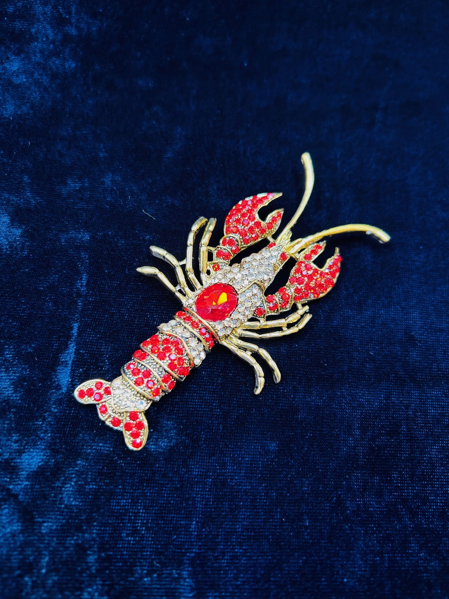 Diamanté Costume Lapel Brooch - Lobster