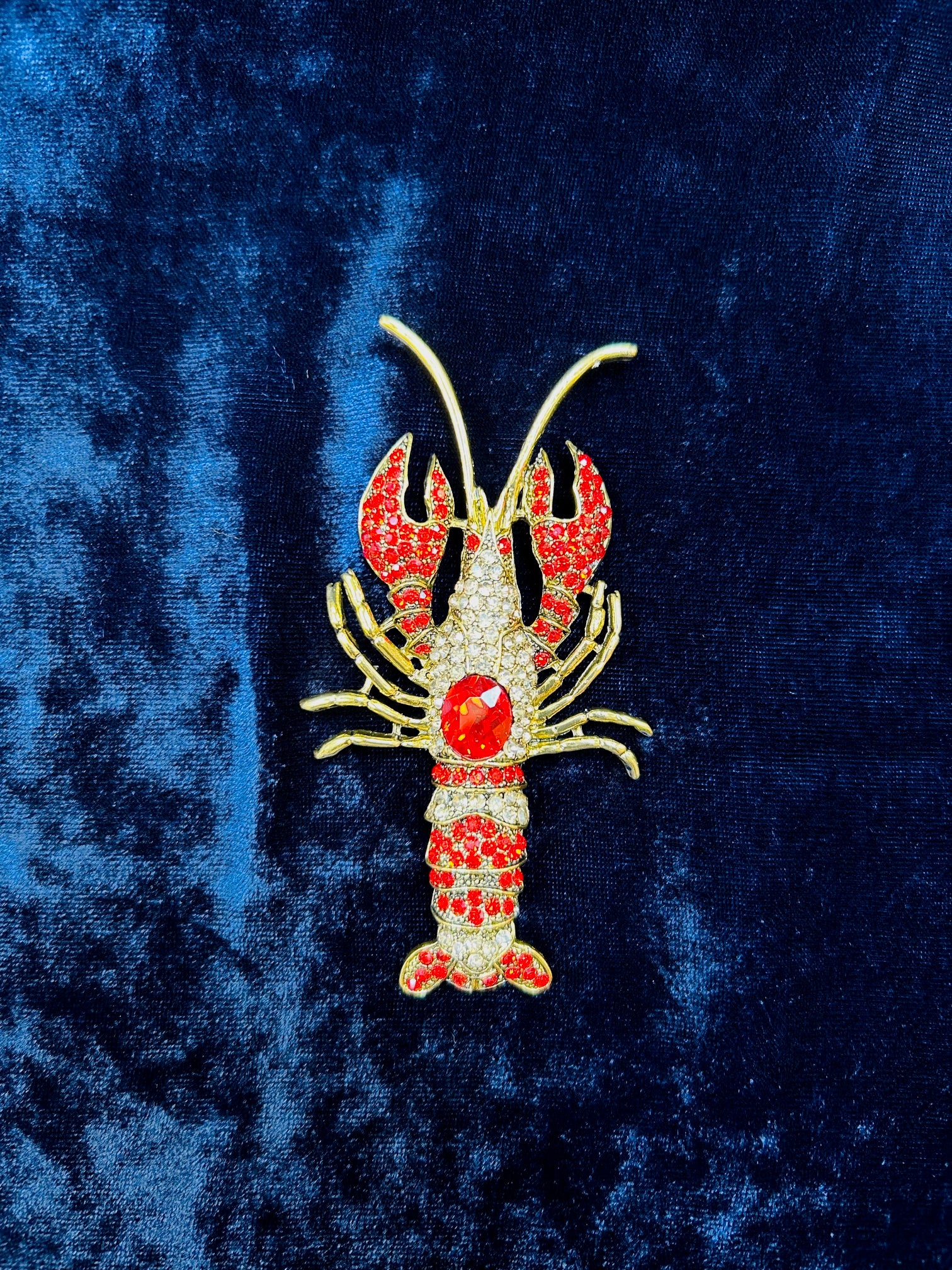 Diamanté Costume Lapel Brooch - Lobster