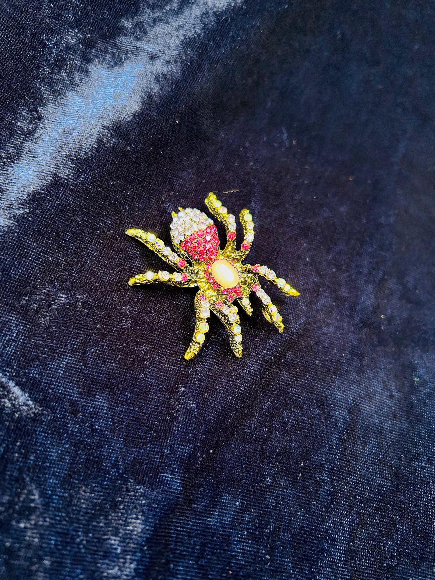 Diamanté Costume Lapel Brooch - Spider