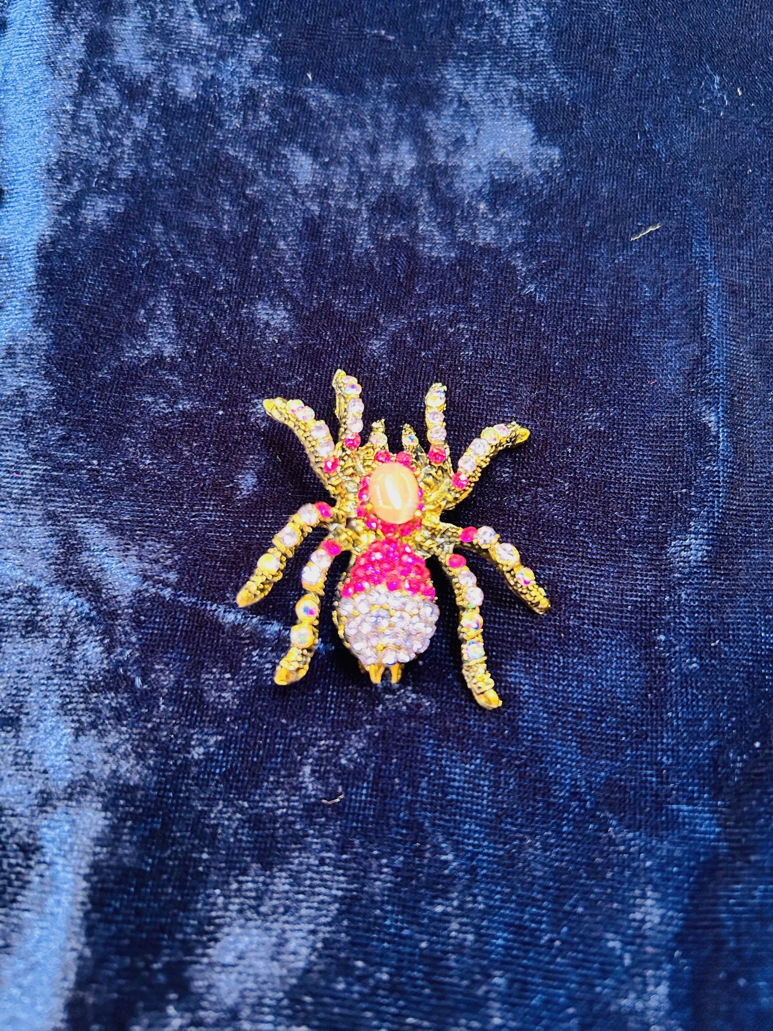 Diamanté Costume Lapel Brooch - Spider