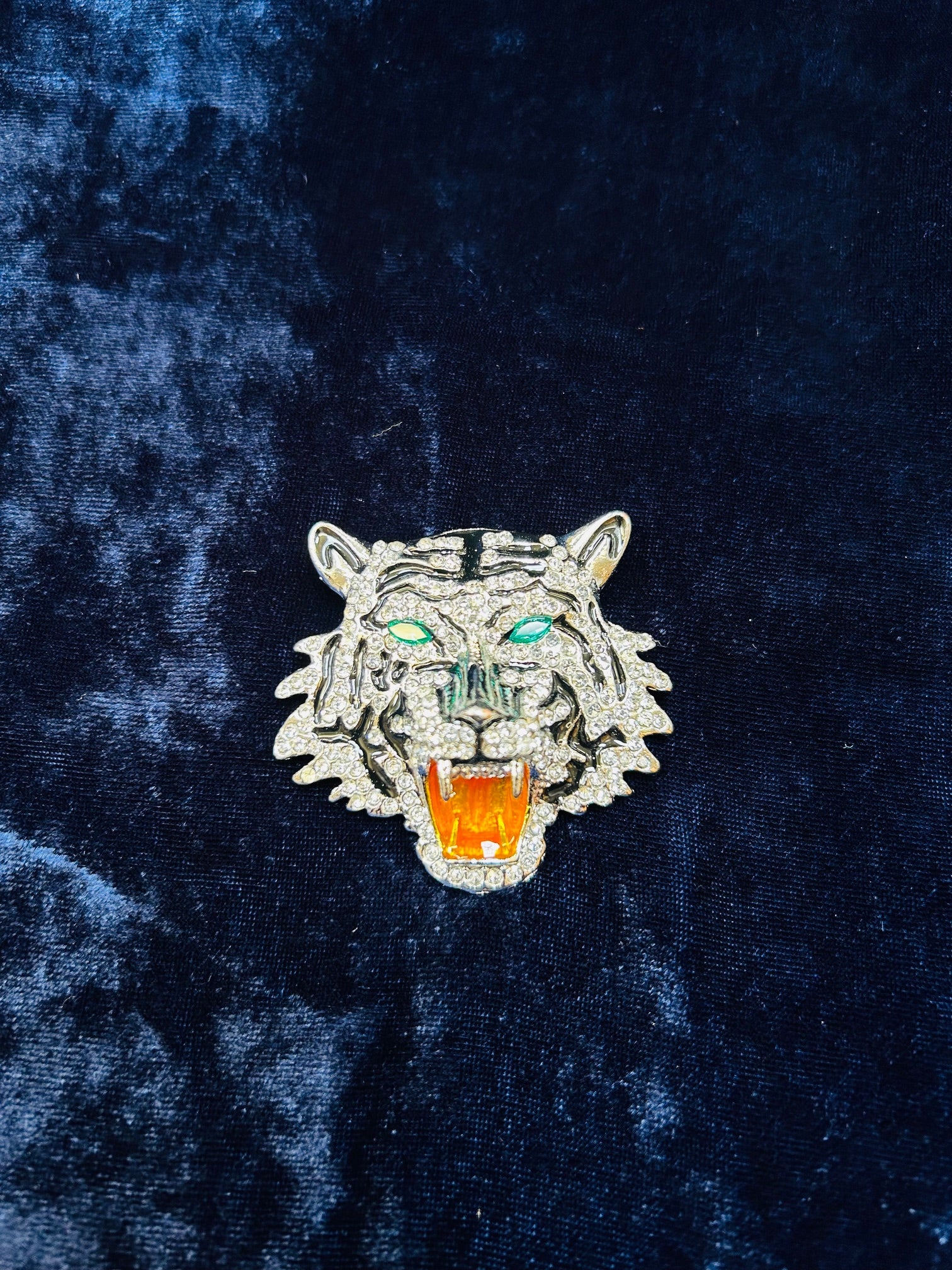 Diamanté Costume Lapel Brooch - Tiger