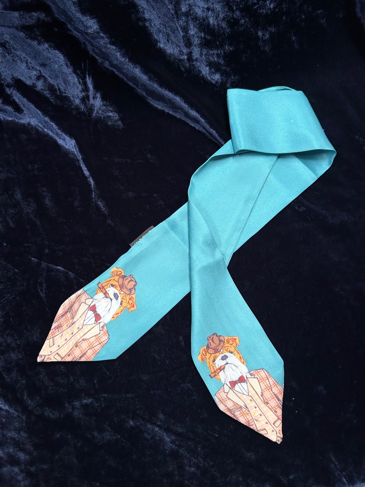 WORLD Satin Twilly Character Neck Scarf - Bulldog