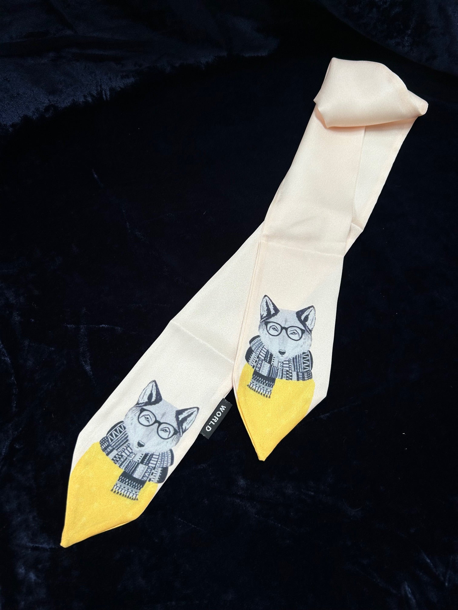 WORLD Satin Twilly Character Neck Scarf - Wolf