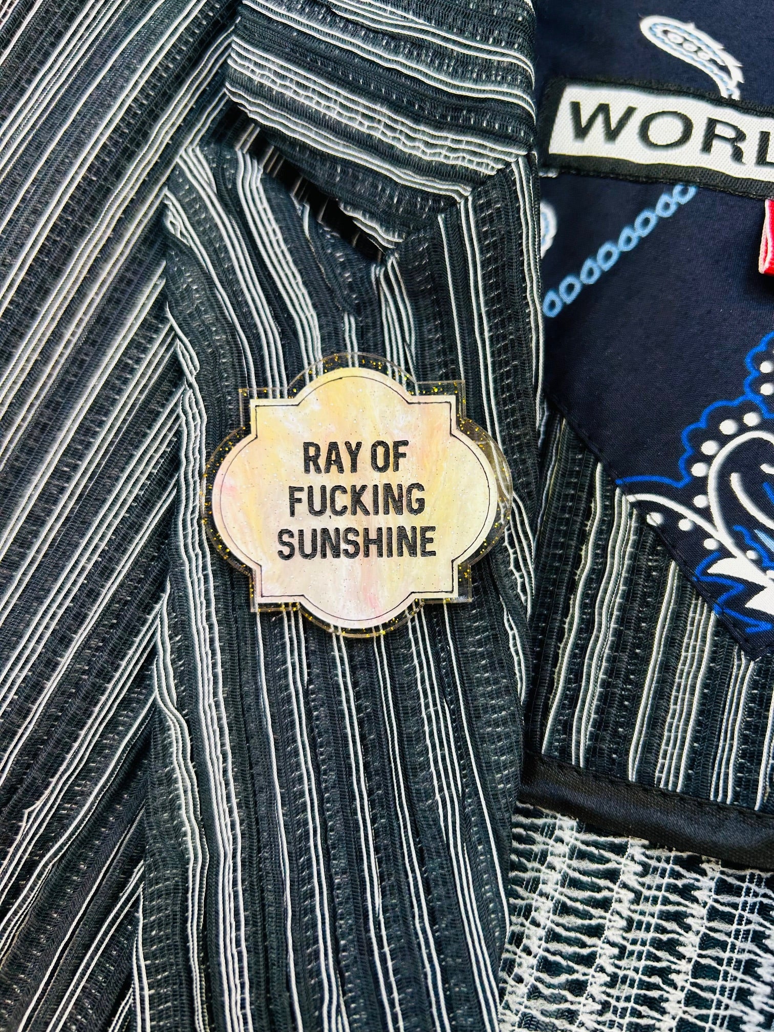 Naughty Badge - Ray of Fucking Sunshine - Pale Pink Clear