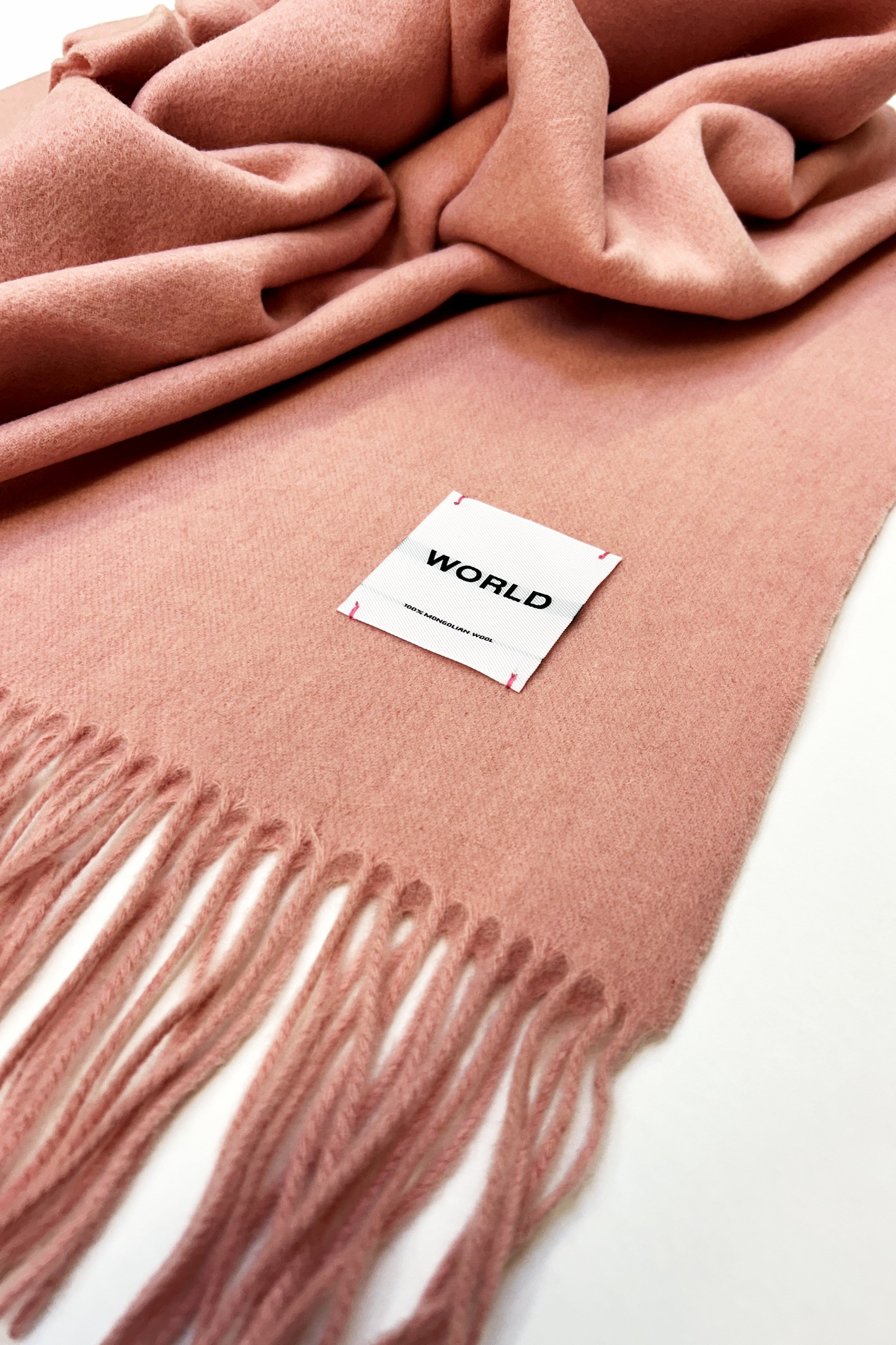 WORLD Mongolian Wool Scarf/Wrap 200x70cm - Baby Pink  - Dry Clean Only