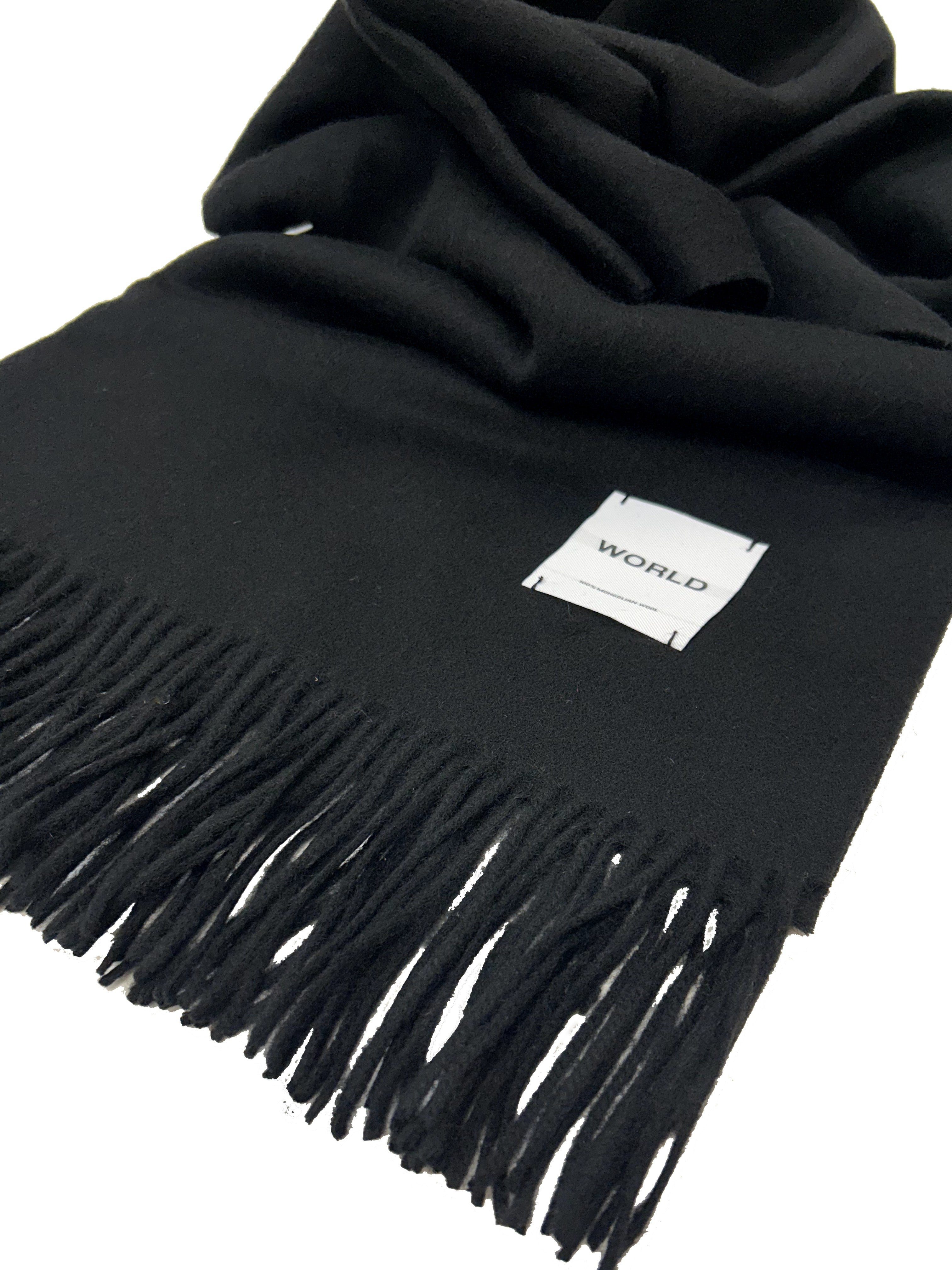 WORLD Mongolian Wool Scarf/Wrap 200x70cm - Black