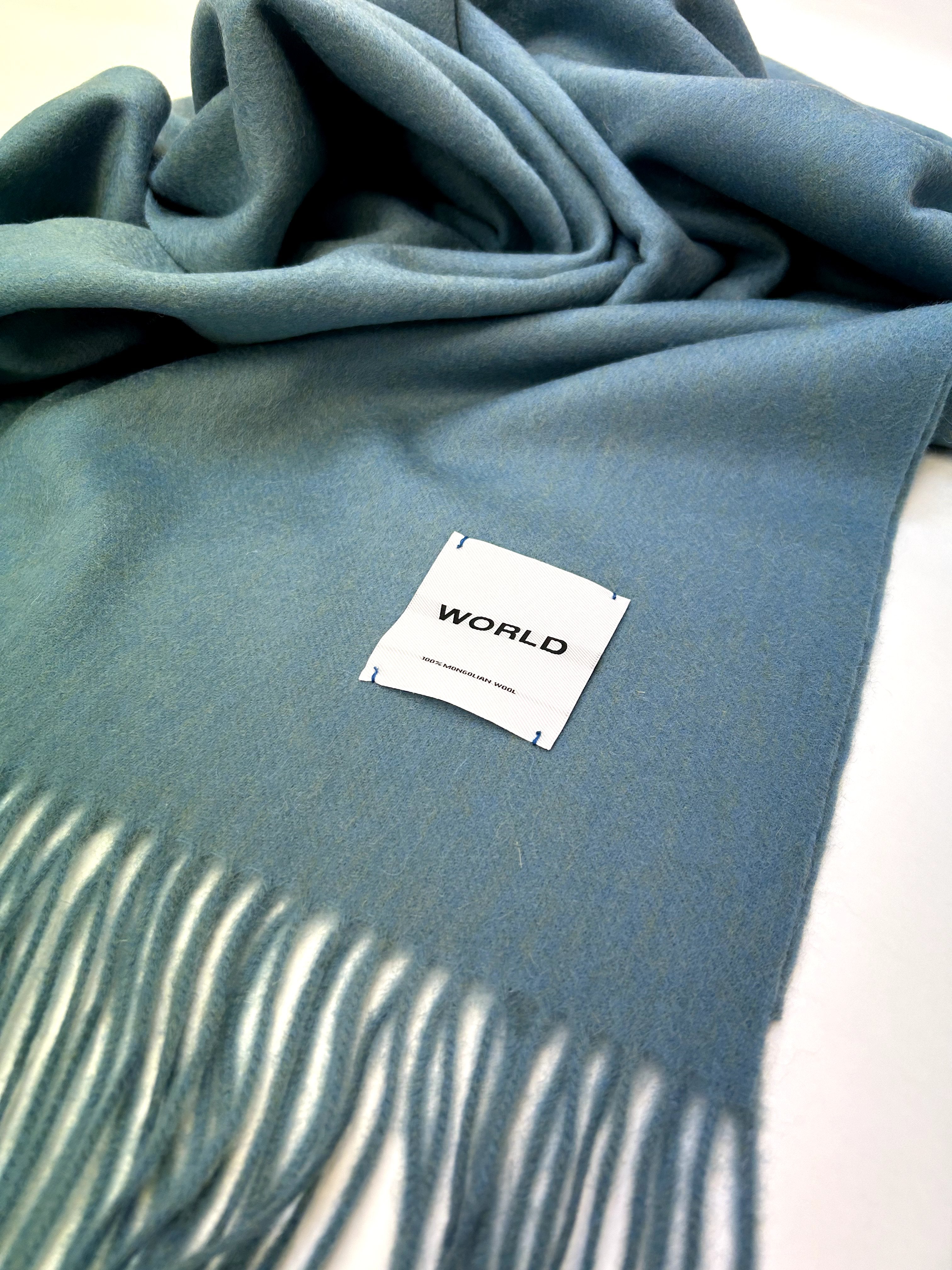 WORLD Mongolian Wool Scarf/Wrap 200x70cm - Dusty Teal - Dry Clean Only