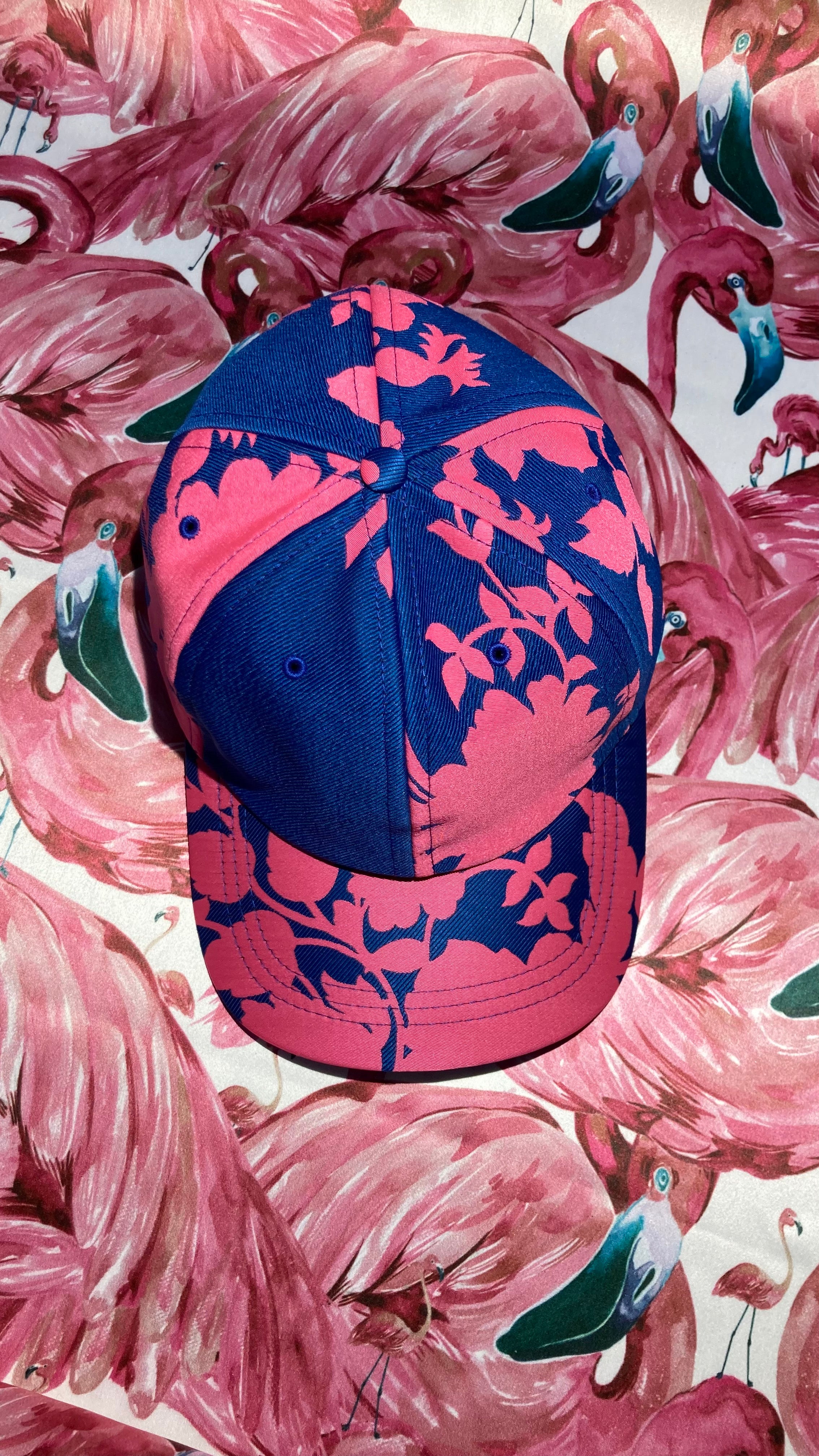 WORLD Baseball Cap 2024 Blue & Pink Floral Twill Silk