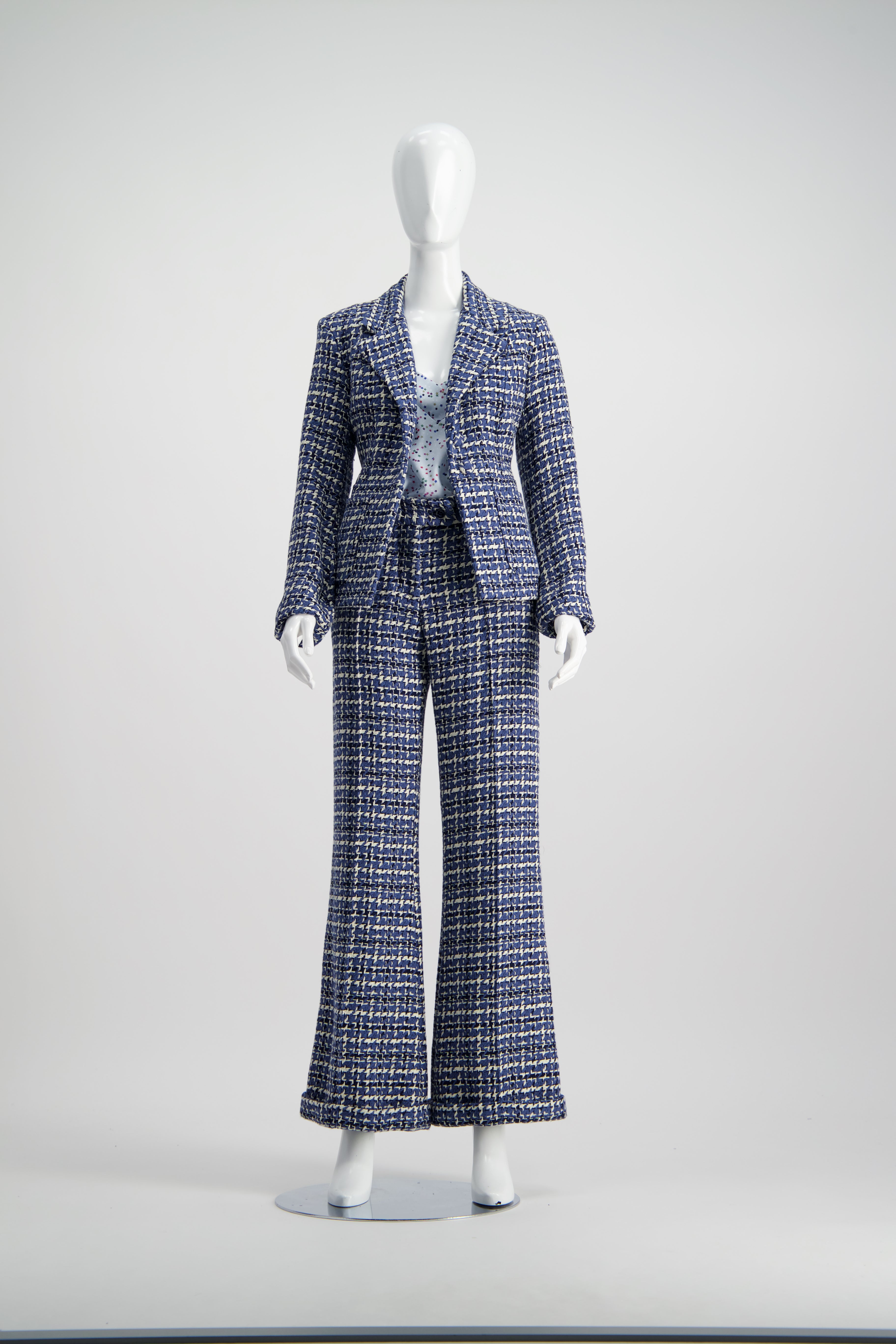 WORLD 4520 Make it Right Trouser Blue Houndstooth