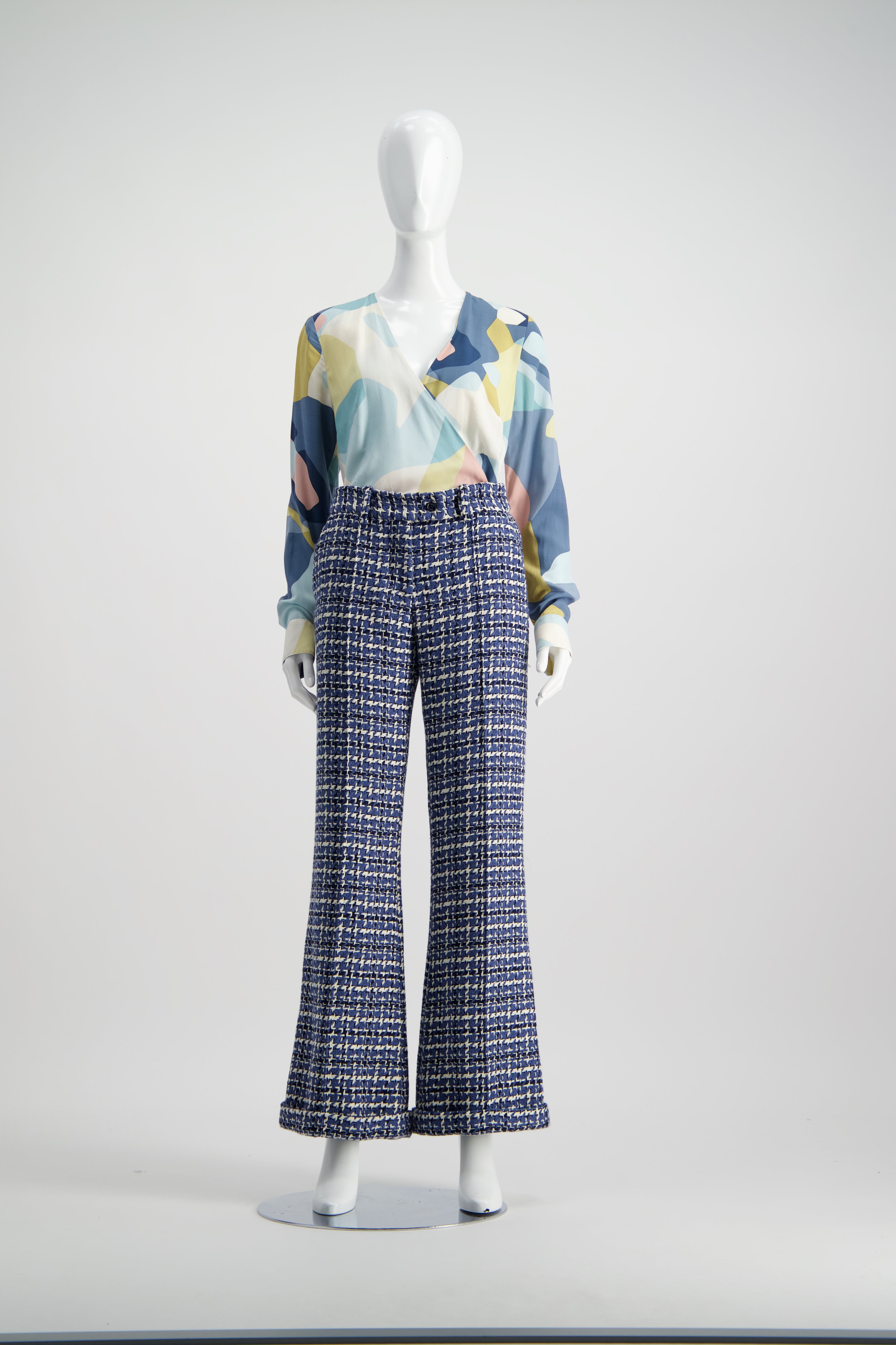 WORLD 4520 Make it Right Trouser Blue Houndstooth