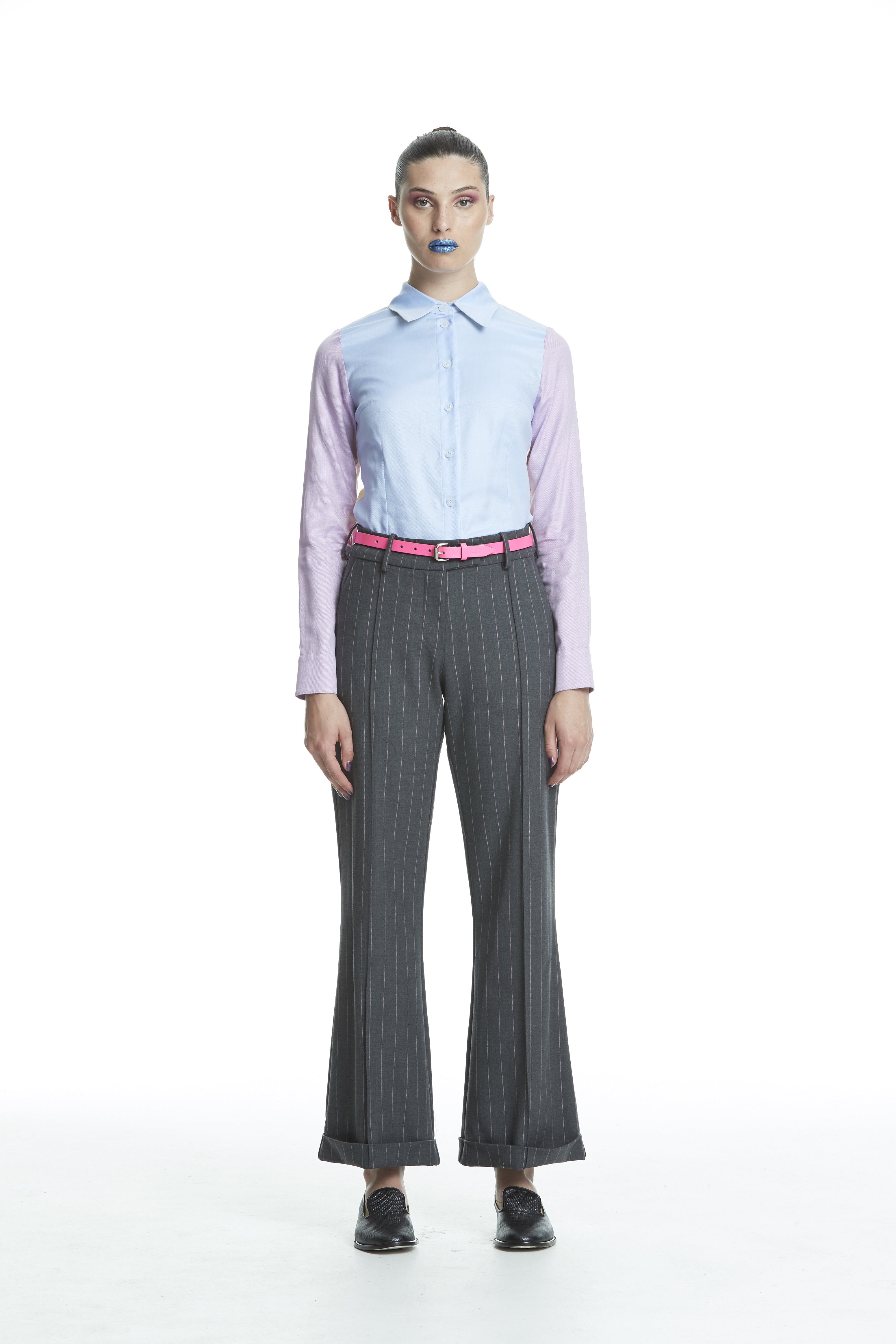 WORLD 4453 The Advertiser Trouser Charcoal Stripe