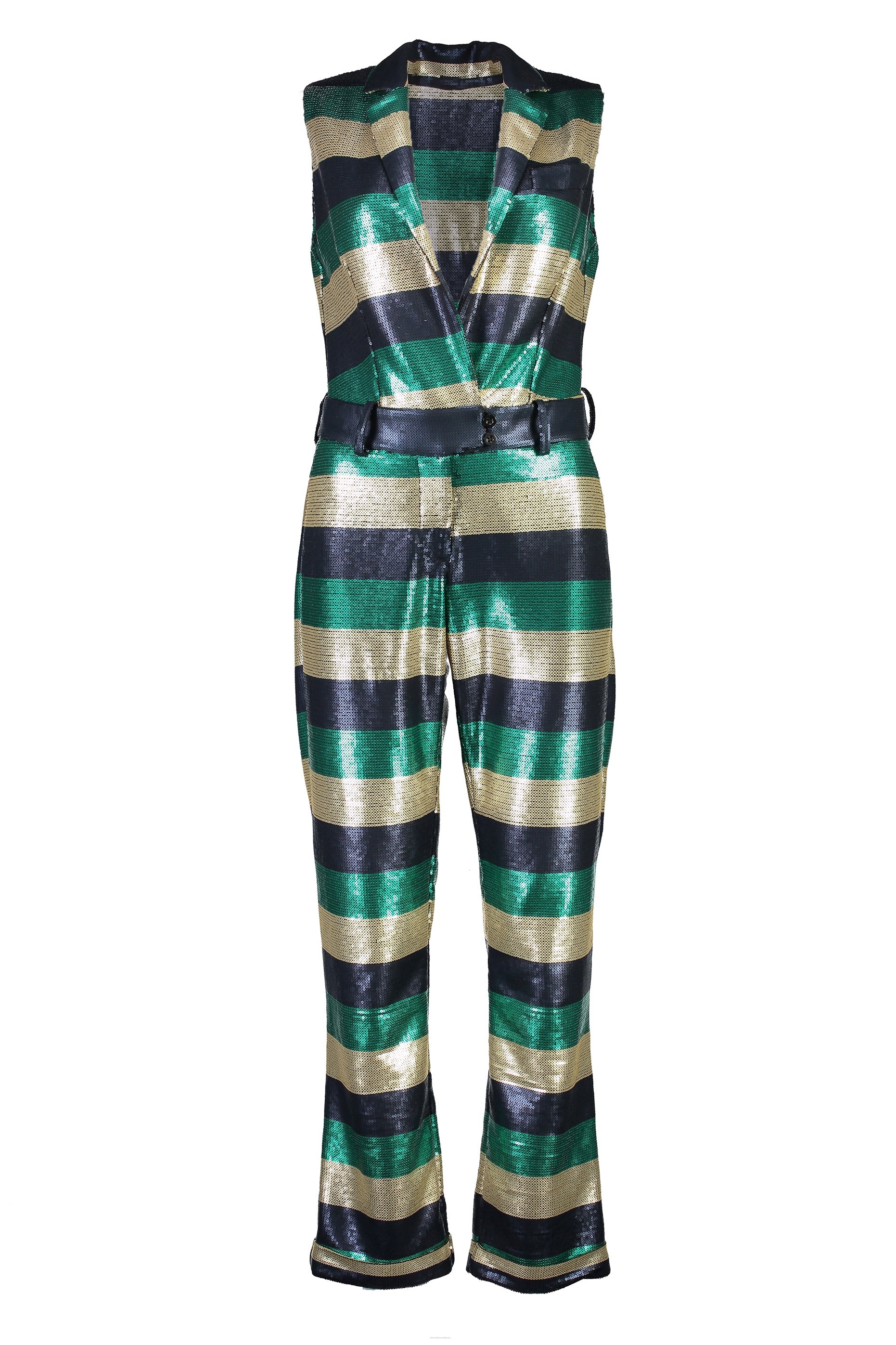 WORLD 4380 Daddy Cool Jumpsuit Sequin Stripe